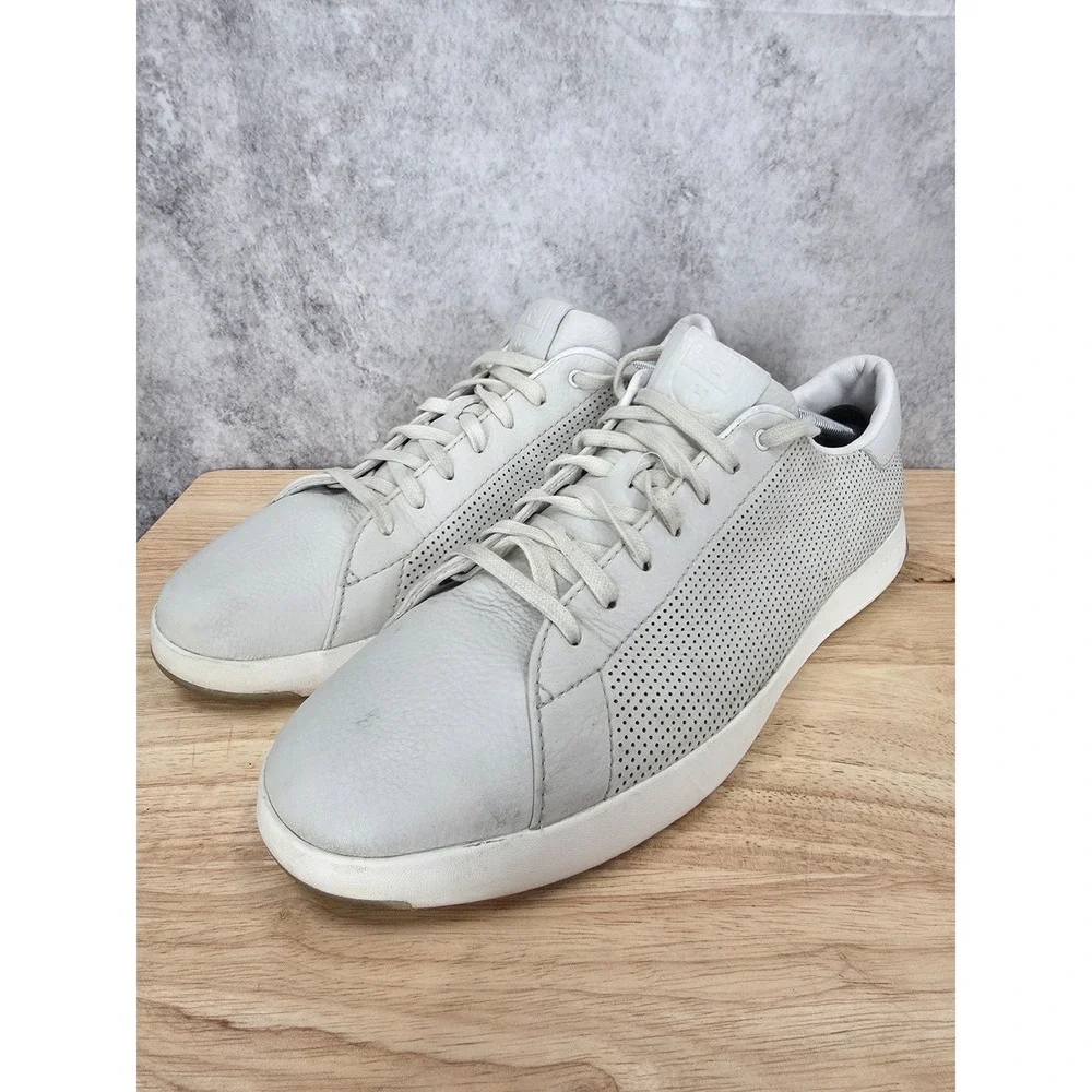 Cole Haan GrandPro Tennis Shoes Mens 13 M Gray Perforated Leather Sneakers